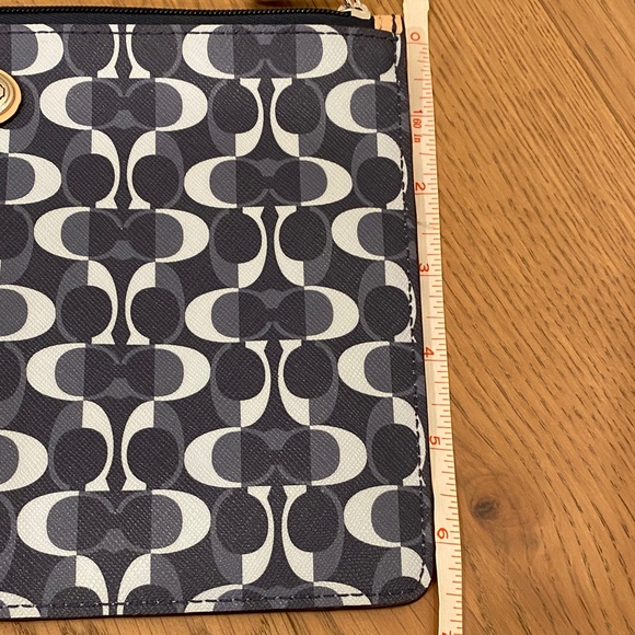 COACH Peyton Pouch in Navy Signature Logo Pattern - Picture 11 of 13